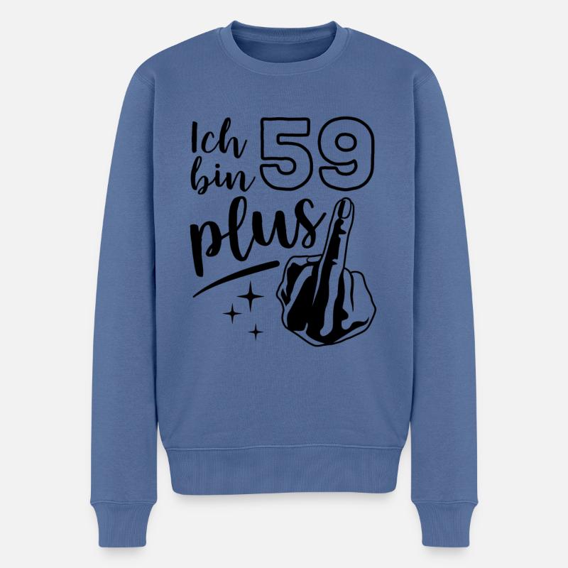 Ich bin 59 plus 1, Mittelfinger 60. Geburtstag - Männer Premium Bio Pullover - Taubenblau