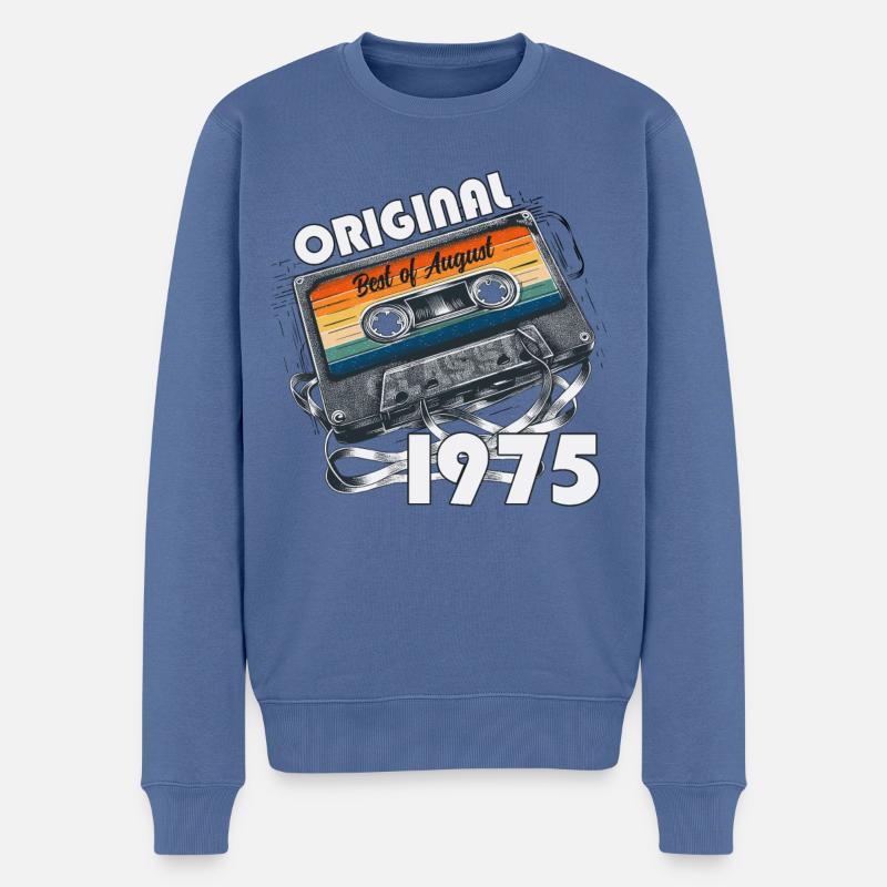 Cassette 1975, 50e anniversaire Original août 1975 - Pull Premium bio Homme - bleu pigeon