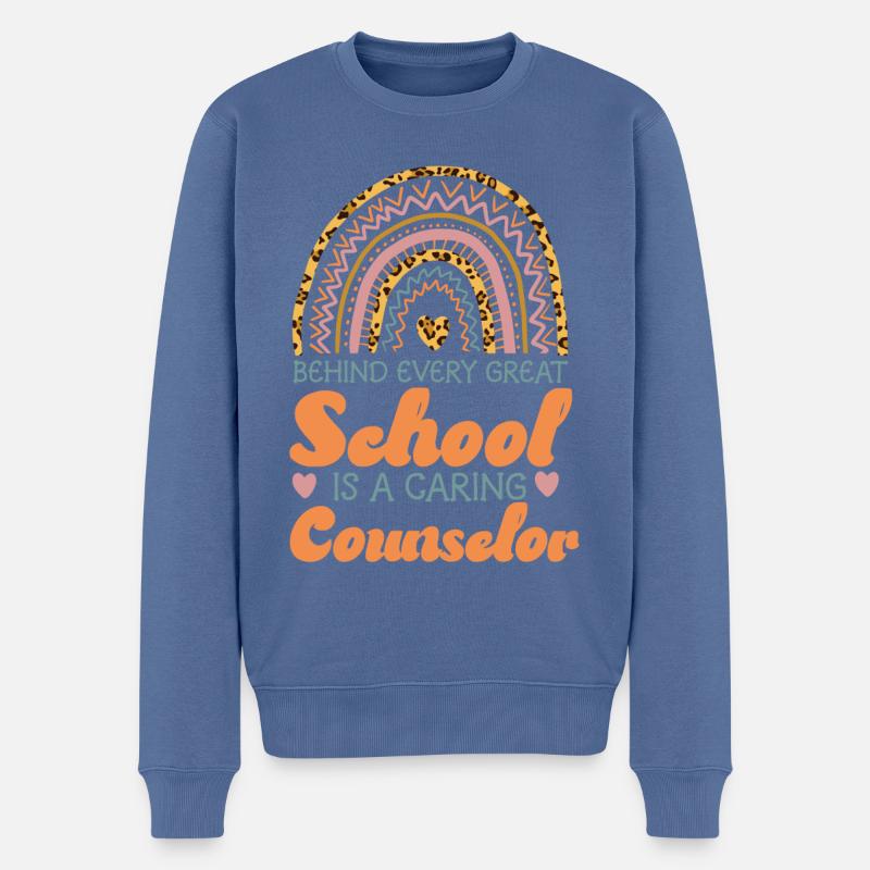 Conseillère scolaire Rainbow Behind - Pull Premium bio Homme - bleu pigeon