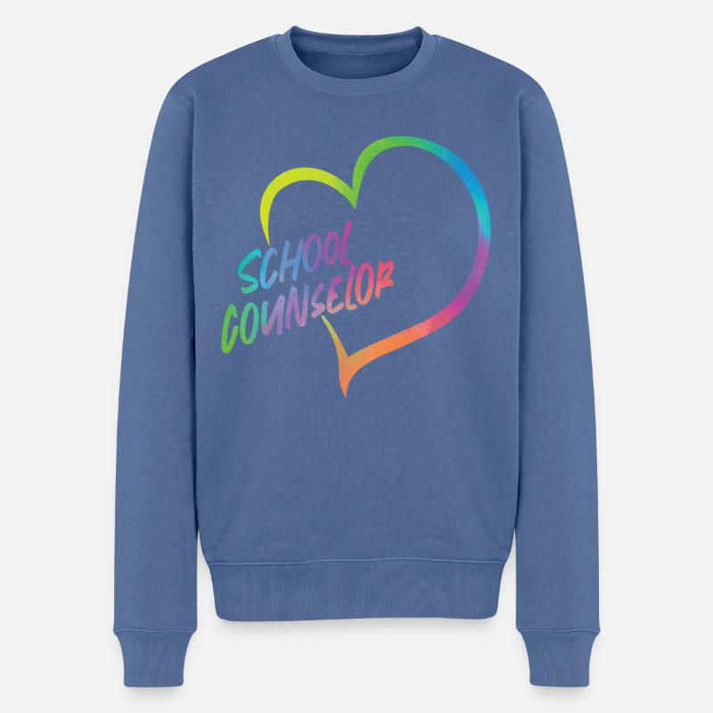 Conseiller d’école Coeur Aquarelle - Pull Premium bio Homme - bleu pigeon
