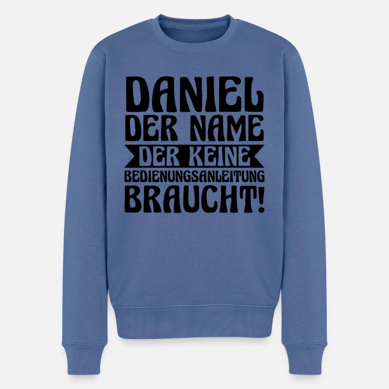 Prénom Daniel - Pull Premium bio Homme - bleu pigeon