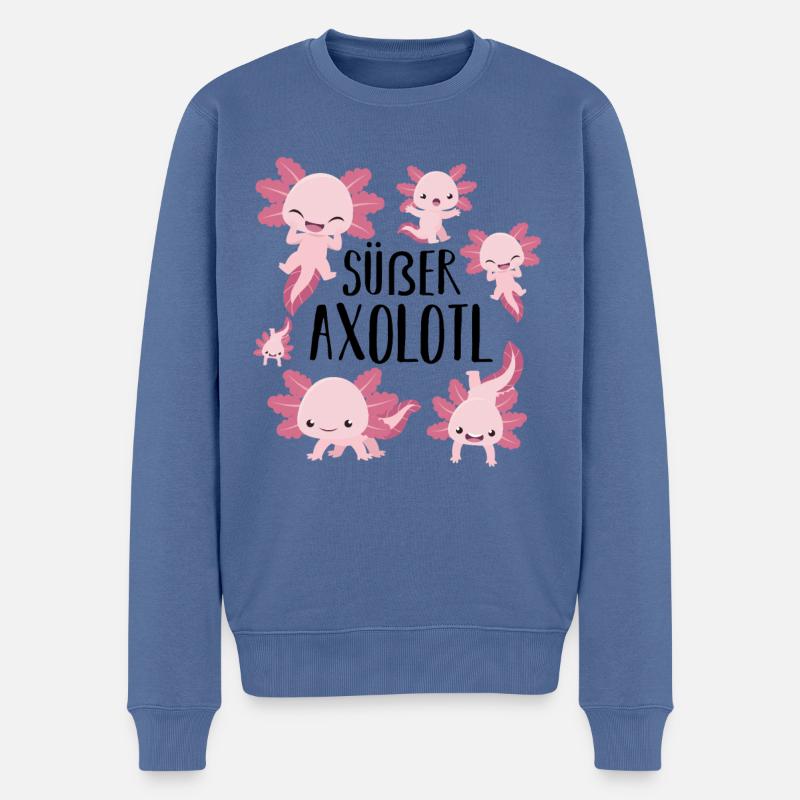 Axolotl - Männer Premium Bio Pullover - Taubenblau