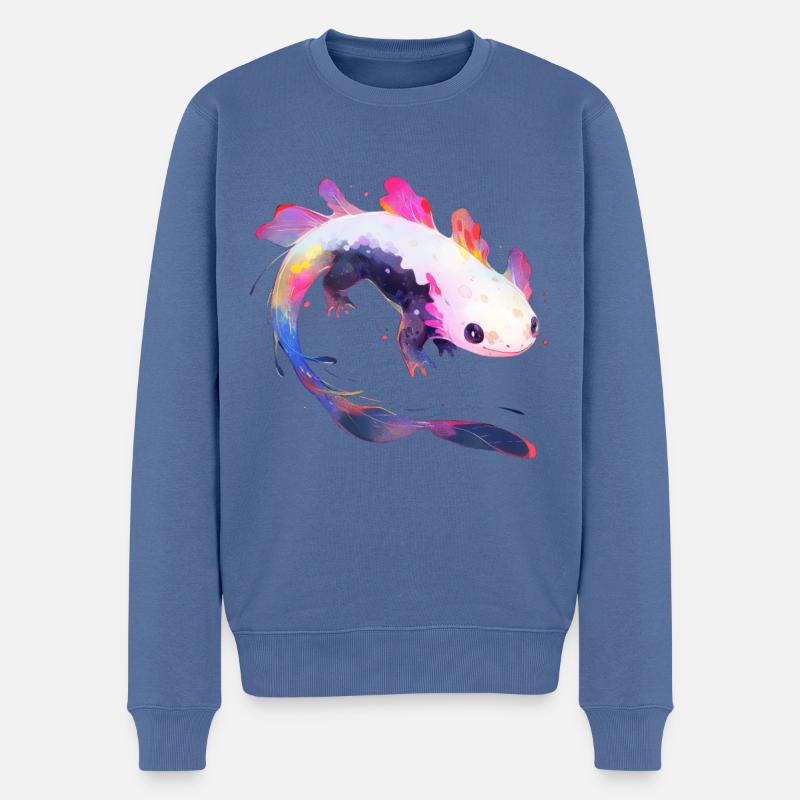Axolotl - Männer Premium Bio Pullover - Taubenblau