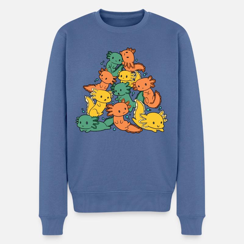 Axolotl - Männer Premium Bio Pullover - Taubenblau