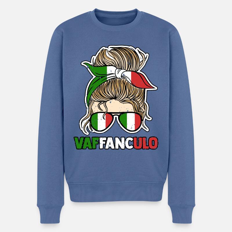 Italie Vaffanculo italien - Pull Premium bio Homme - bleu pigeon
