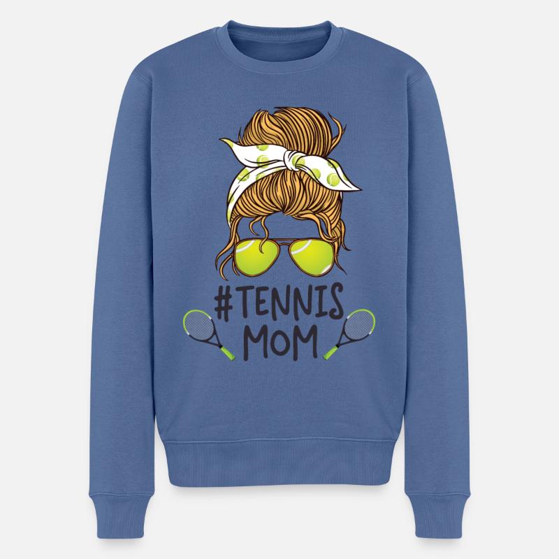 Funny Tennis Player Racket - Männer Premium Bio Pullover - Taubenblau