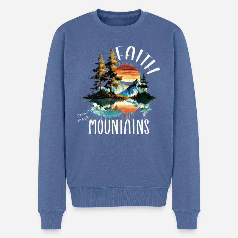 Faith can move Mountains, Matthew 17:20 - Männer Premium Bio Pullover - Taubenblau