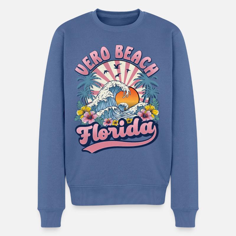 Vero Beach Florida - Männer Premium Bio Pullover - Taubenblau
