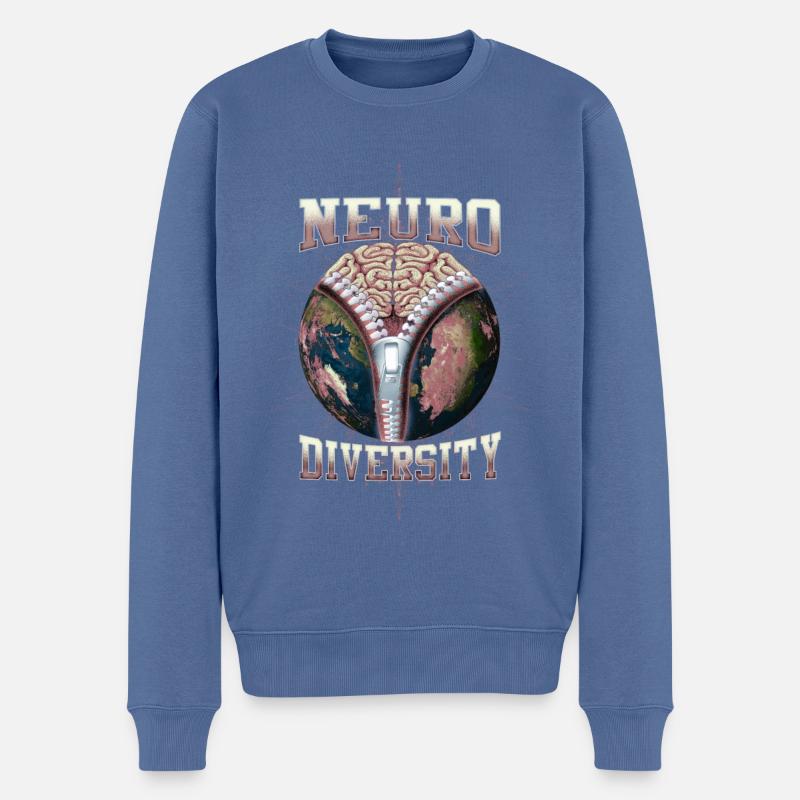 Nous pensons tous différemment Neurodiversité - Pull Premium bio Homme - bleu pigeon