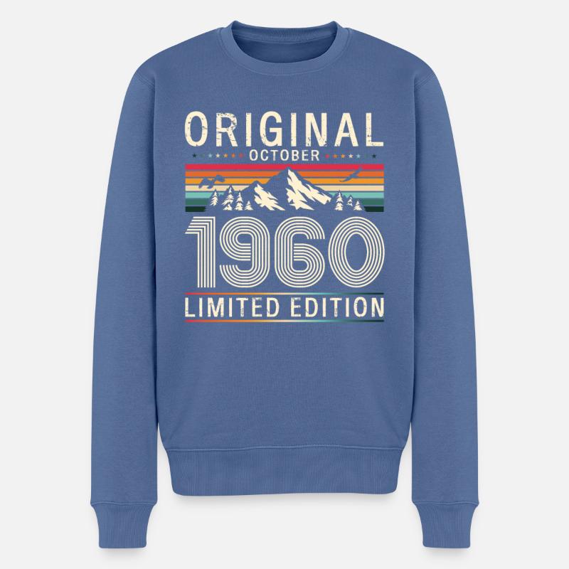 65e anniversaire Original octobre 1960 Volume 60 - Pull Premium bio Homme - bleu pigeon