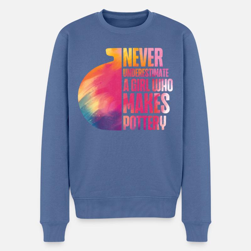 Pottery Ceramics Artist Watercolor - Männer Premium Bio Pullover - Taubenblau