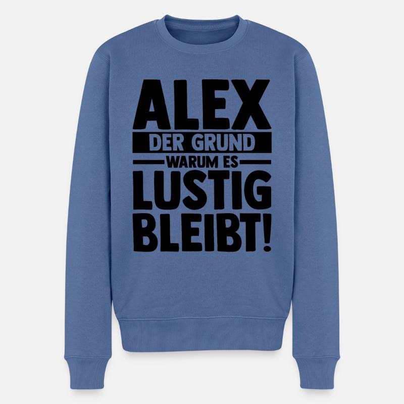 Alexander Alexandra Alexa Alex - Pull Premium bio Homme - bleu pigeon