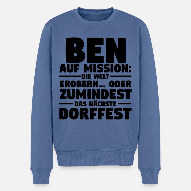 Vorname Ben - Männer Premium Bio Pullover - Taubenblau
