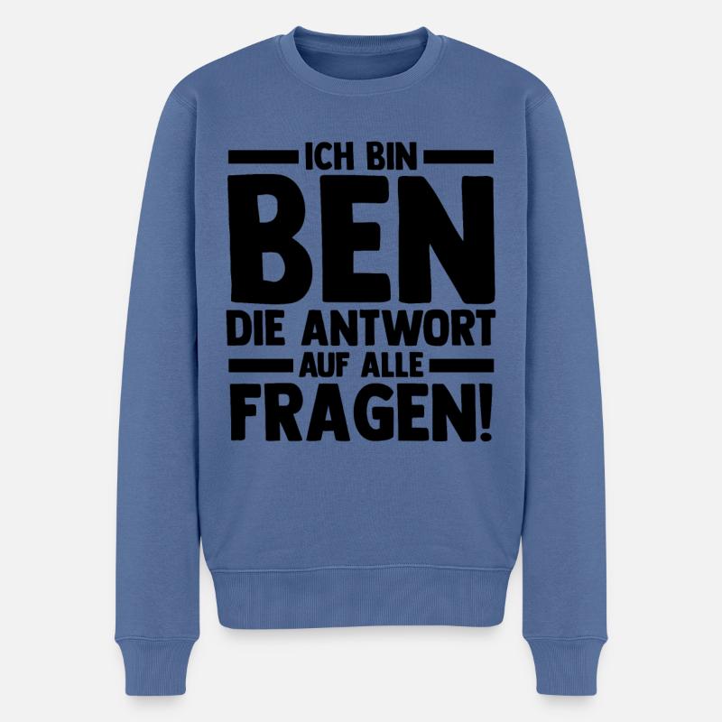 Vorname Ben - Männer Premium Bio Pullover - Taubenblau
