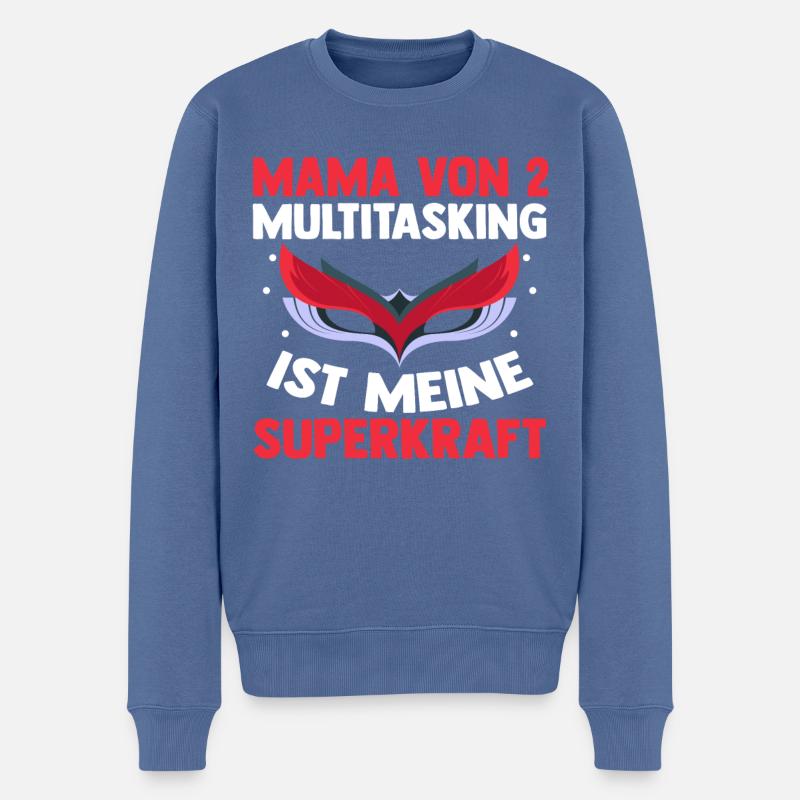 Mama Von 2 Kindern - Männer Premium Bio Pullover - Taubenblau