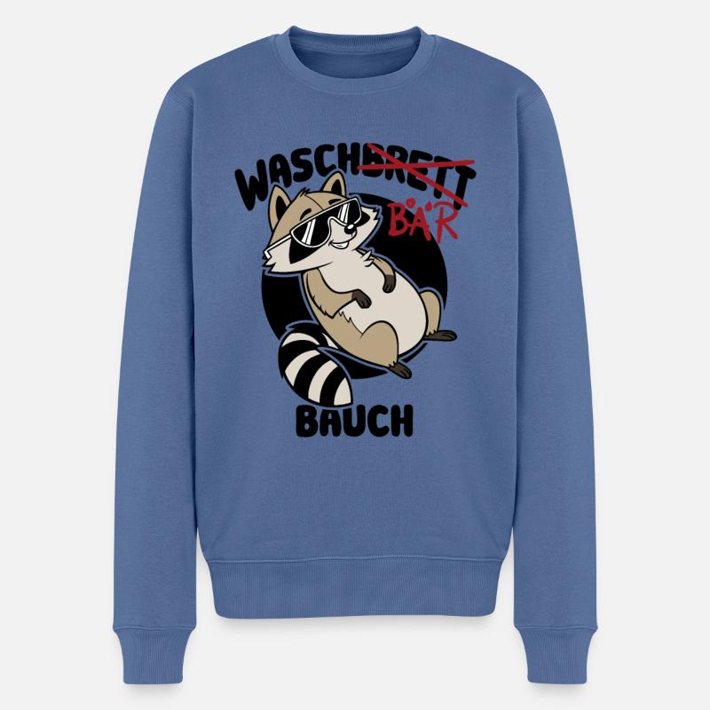 Waschbär Bauch - Waschbrett Bauch Geschenk - Männer Premium Bio Pullover - Taubenblau