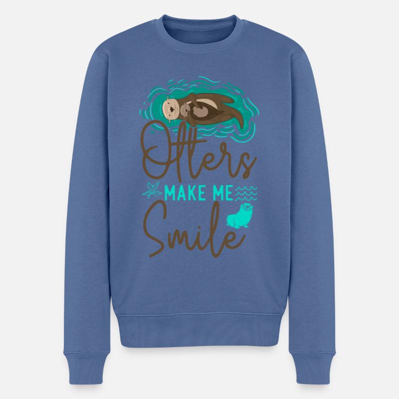 Otter Otters Make Me Smile - Männer Premium Bio Pullover - Taubenblau