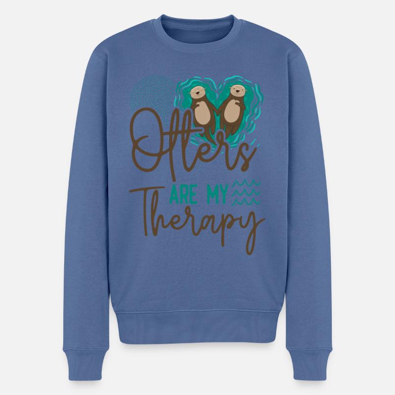 Otter Otters Are My Therapy - Männer Premium Bio Pullover - Taubenblau