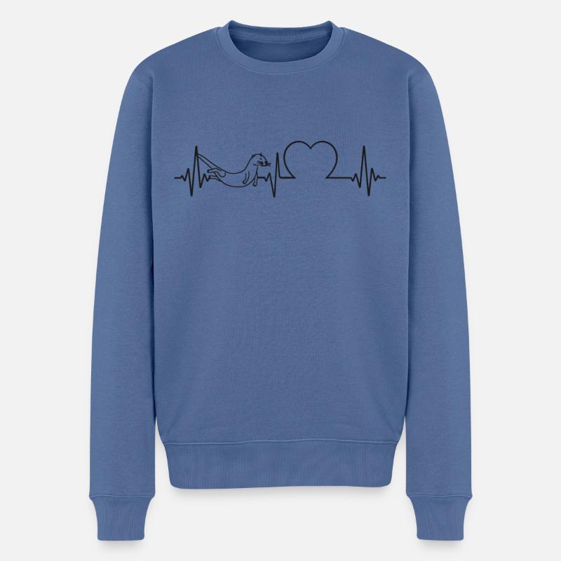 Otter Heartbeat - Männer Premium Bio Pullover - Taubenblau