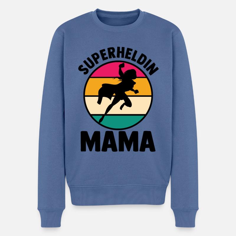 Maman Super-héroïne Maman - Pull Premium bio Homme - bleu pigeon
