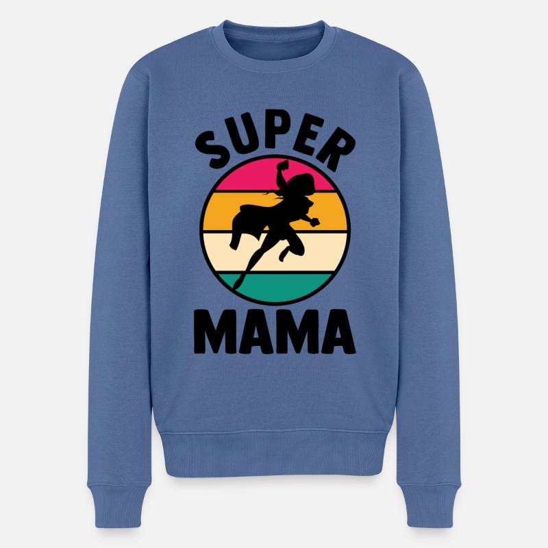 Mutter Superheldin Mama - Männer Premium Bio Pullover - Taubenblau
