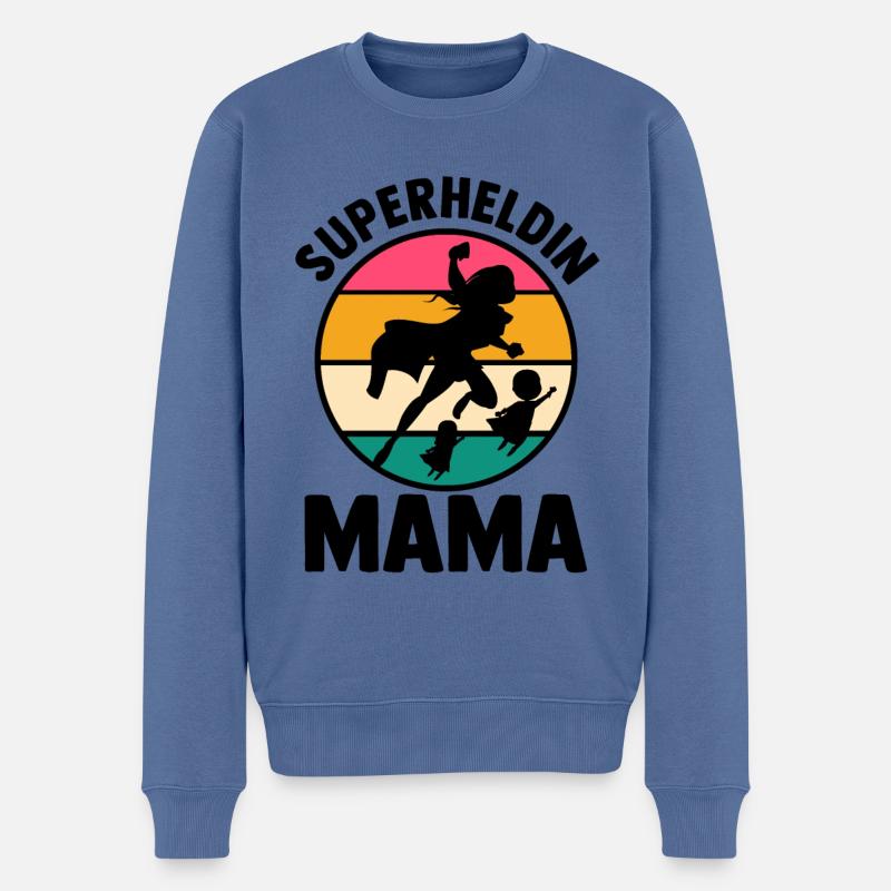 Maman Super-héroïne Maman - Pull Premium bio Homme - bleu pigeon