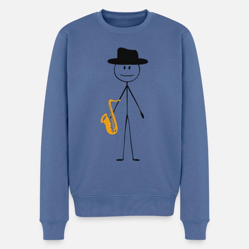 Saxophone Saxophone Guy - Männer Premium Bio Pullover - Taubenblau