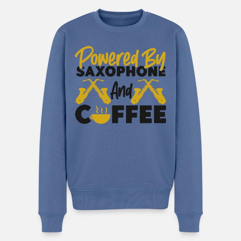Saxophone Coffee Powered By - Männer Premium Bio Pullover - Taubenblau