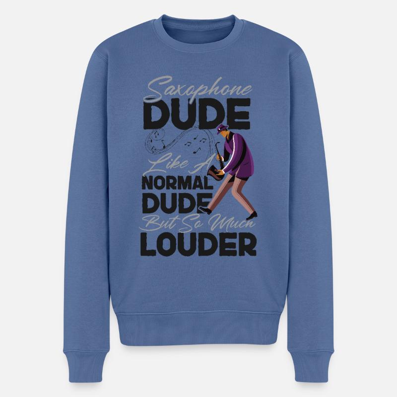 Saxophones Saxophones Dude Like A - Pull Premium bio Homme - bleu pigeon
