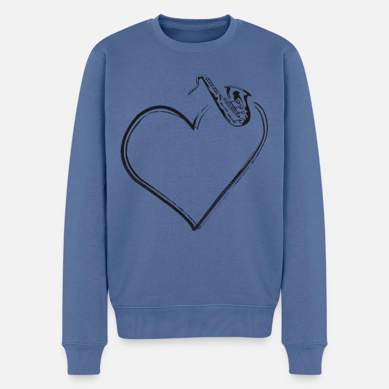 Saxophone Cœur - Pull Premium bio Homme - bleu pigeon