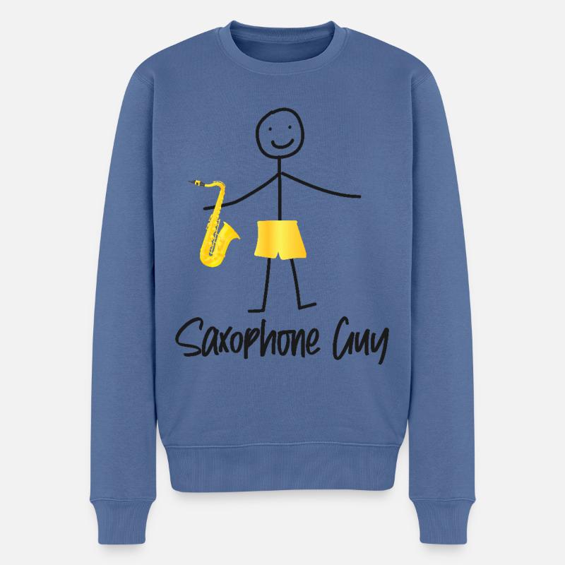 Saxophone Saxophone Guy - Pull Premium bio Homme - bleu pigeon