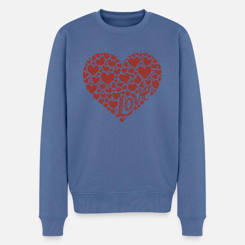 Love Hearts - Männer Premium Bio Pullover - Taubenblau