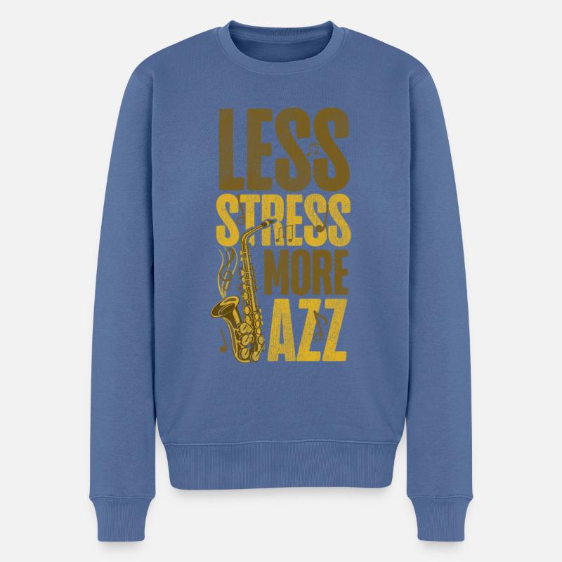 Saxophone Less Stress More Jazz - Männer Premium Bio Pullover - Taubenblau