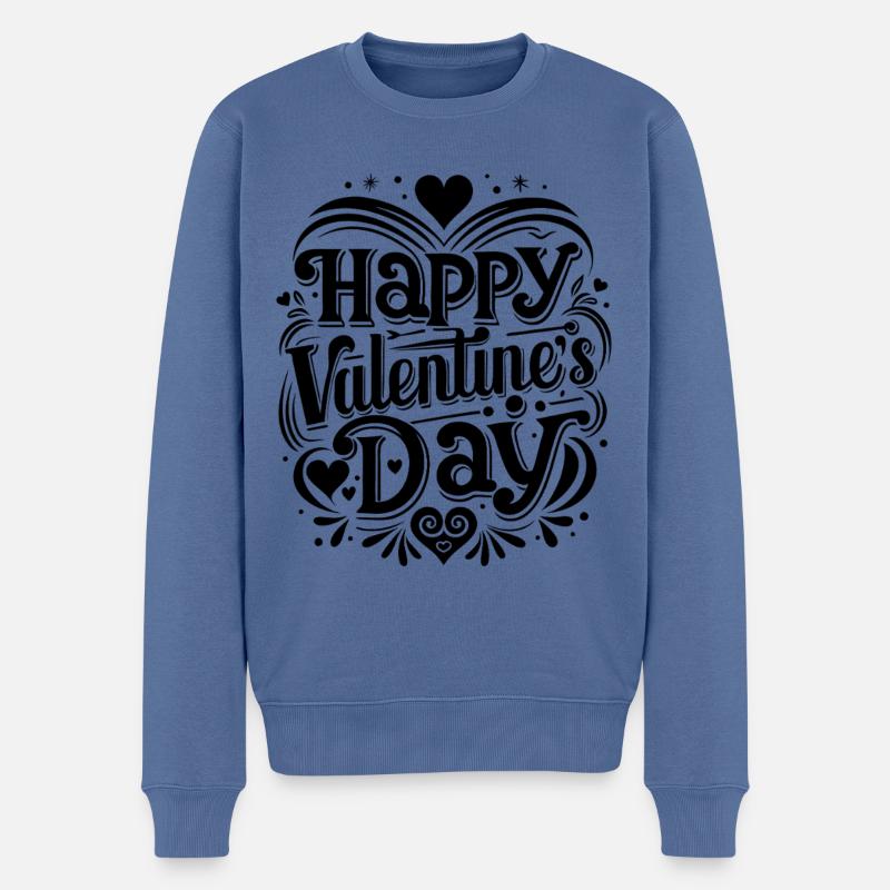 Happy Valentine's Day - Liebe - Geschenk - Männer Premium Bio Pullover - Taubenblau