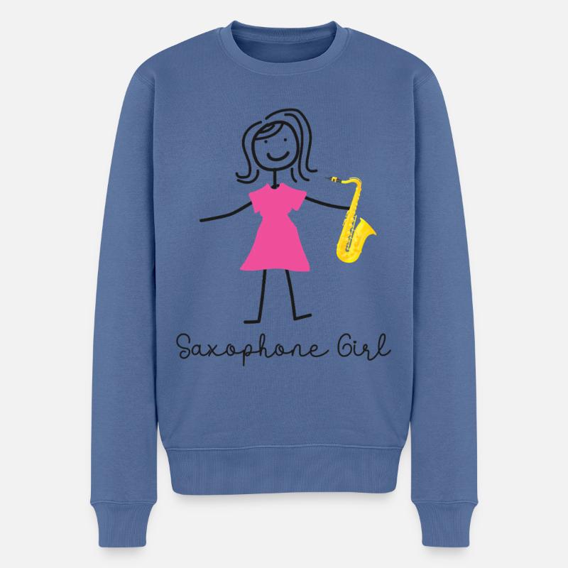 Saxophone Saxophone Girl - Männer Premium Bio Pullover - Taubenblau