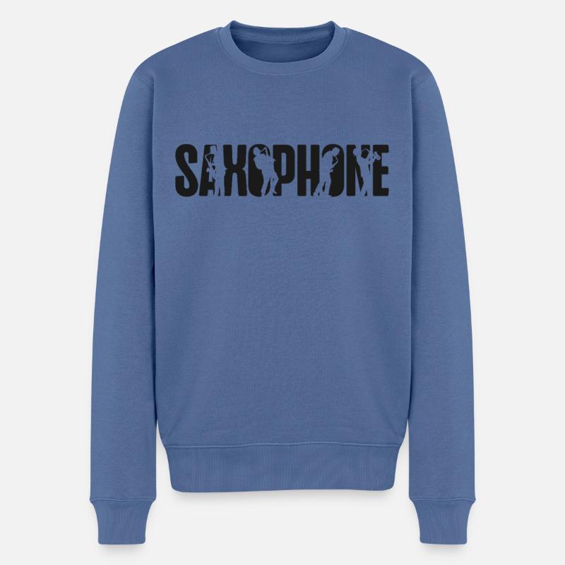 Saxophone Saxophone - Männer Premium Bio Pullover - Taubenblau
