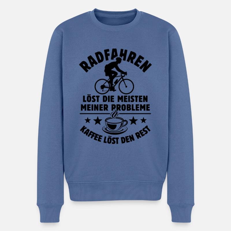 Radfahren löst meine Probleme - Kaffee Spruch - Männer Premium Bio Pullover - Taubenblau
