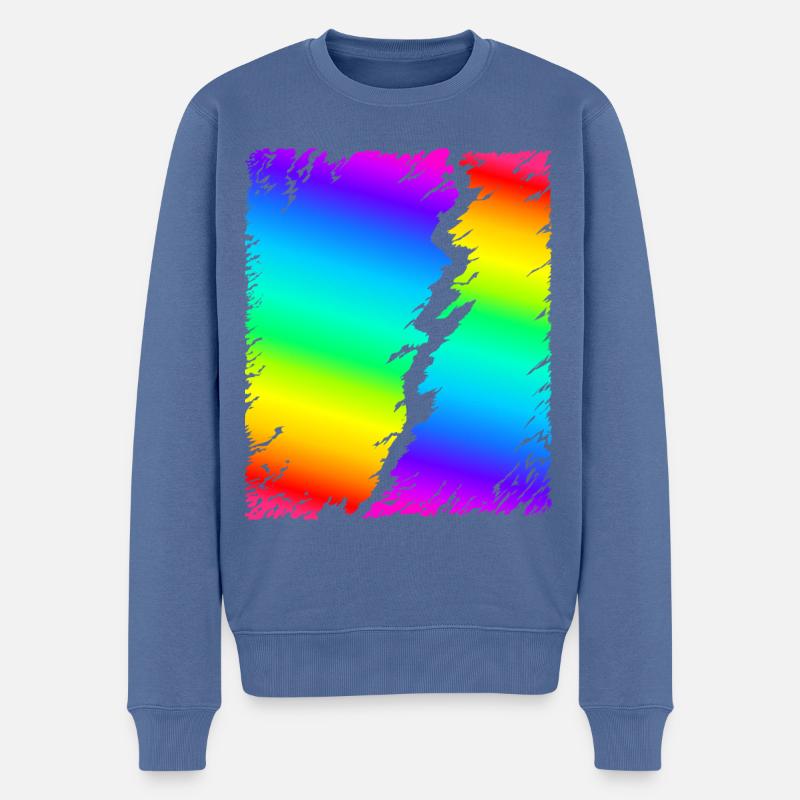 bunter Regenbogen - Männer Premium Bio Pullover - Taubenblau
