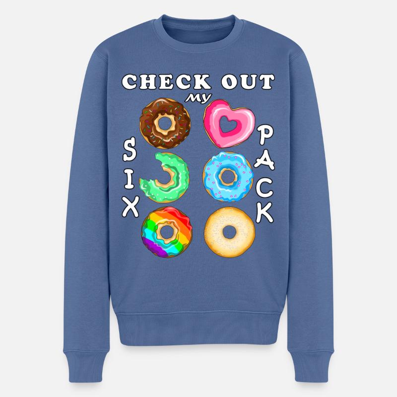 Découvrez mes beignets Sixpack - Pull Premium bio Homme - bleu pigeon