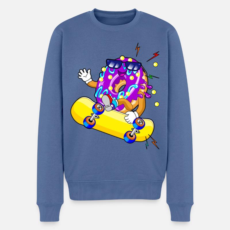 Donut Skateboard Skater - Männer Premium Bio Pullover - Taubenblau
