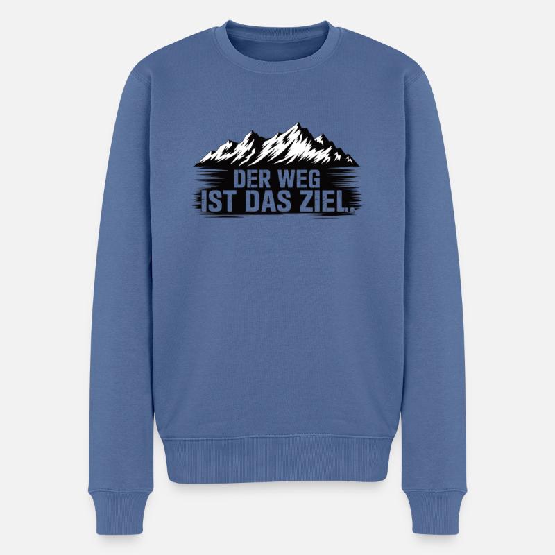 Der Weg ist das Ziel - Männer Premium Bio Pullover - Taubenblau