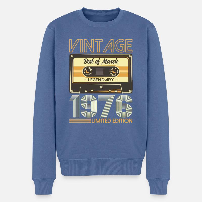 50. Geburtstag Geschenk Mann Kassette März 1976 - Männer Premium Bio Pullover - Taubenblau