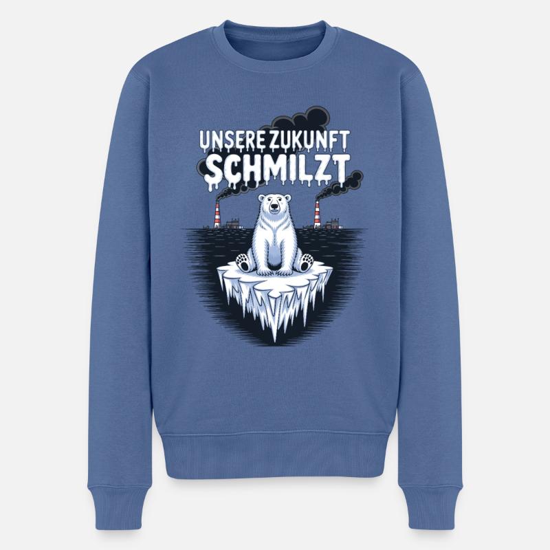 Unsere Zukunft schmilzt - Männer Premium Bio Pullover - Taubenblau