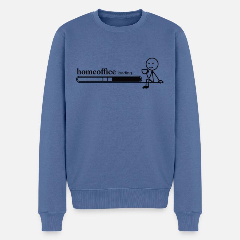Homeoffice Shirt - Männer Premium Bio Pullover - Taubenblau