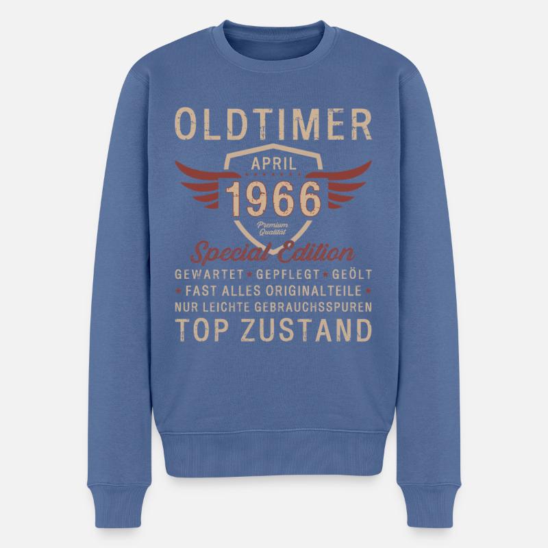 60. Geburtstag Oldtimer April Jahrgang 1966 - Männer Premium Bio Pullover - Taubenblau