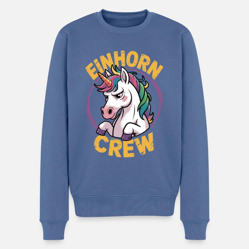 Einhorn crew - Männer Premium Bio Pullover - Taubenblau