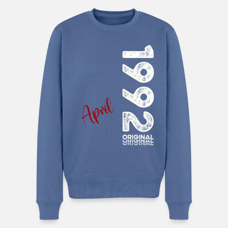 33. Geburtstag Geschenk Mann Original April 1992 - Männer Premium Bio Pullover - Taubenblau