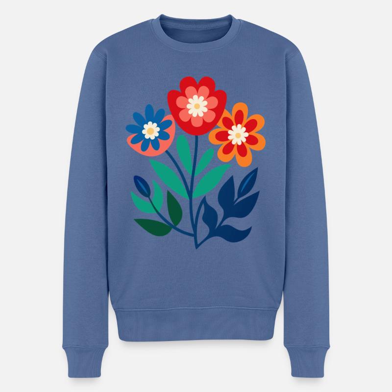 Blumen - Frühling - Sommer - Blüten - Männer Premium Bio Pullover - Taubenblau