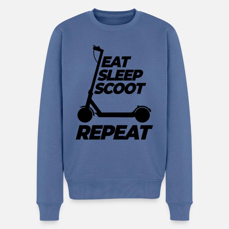 Eat Sleep Scoot Repeat, E-Scooter, Elektro Roller - Männer Premium Bio Pullover - Taubenblau