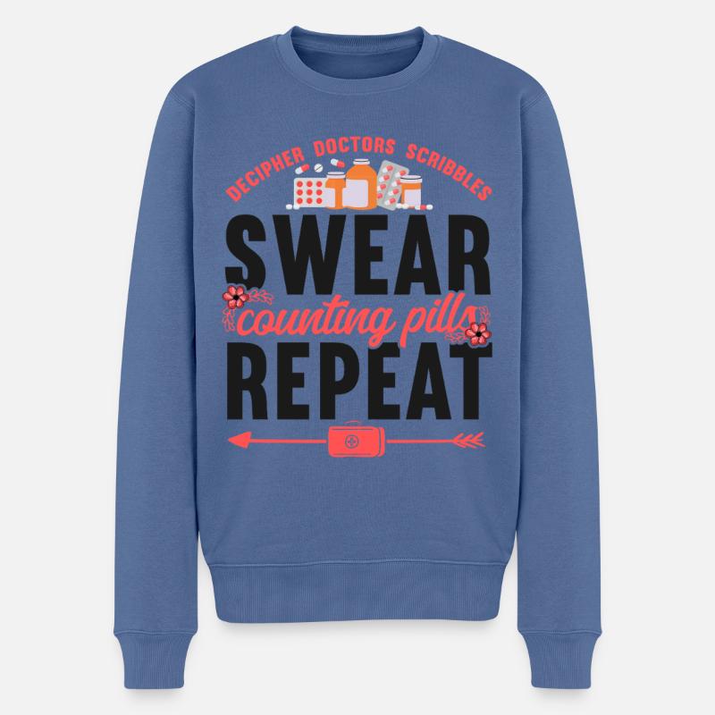 Pharmacy Tech Technician - Men's Premium Organic Jumper - stone blue